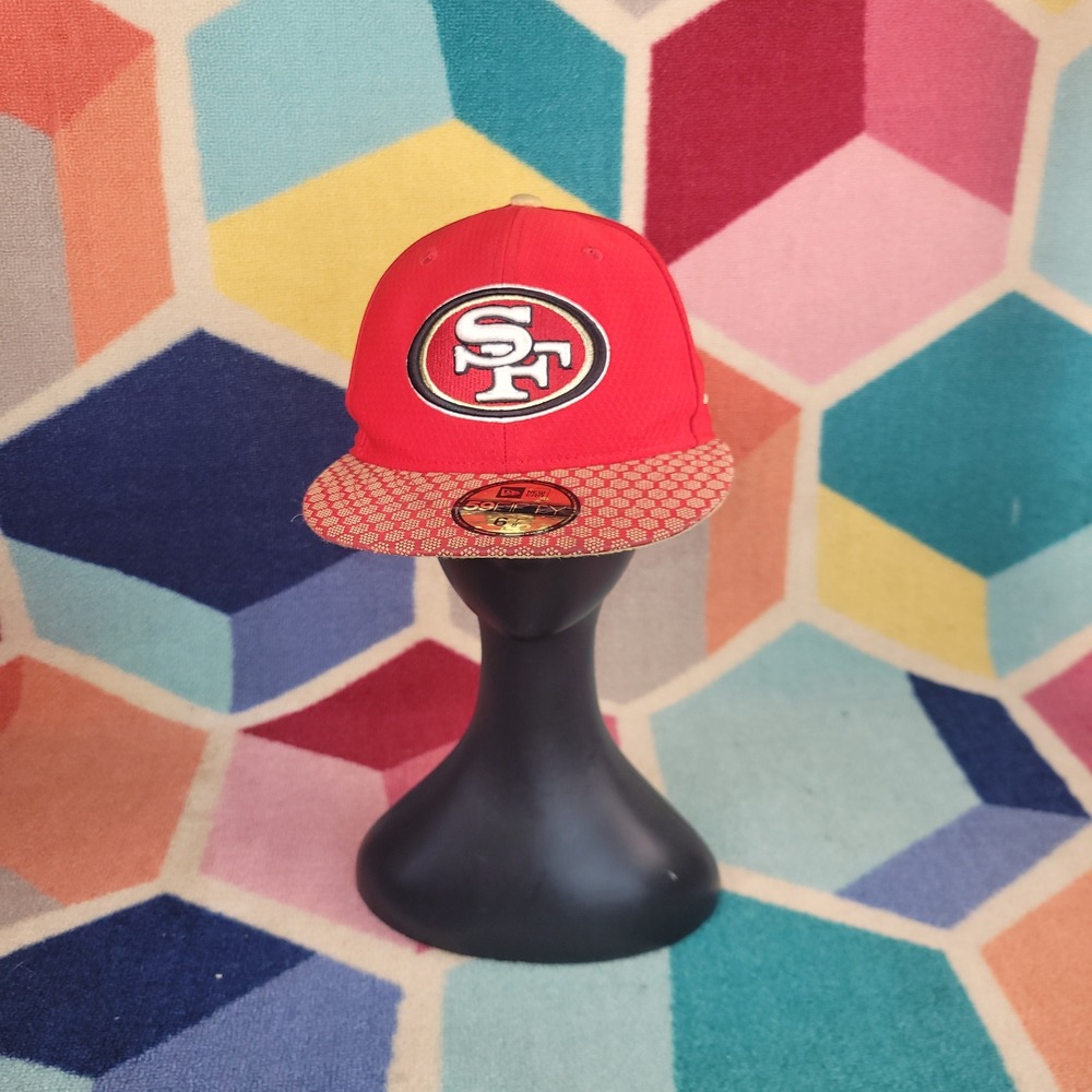 New Era 59FIFTY San Francisco 49ers Fitted Hat Red Gold NFL Size 6 7/8 Cap